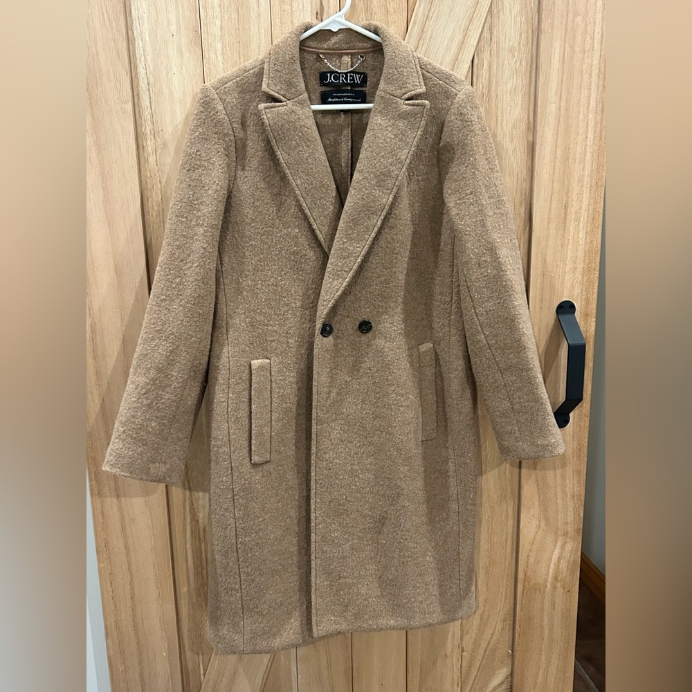 Women’s  Italian Wool Blend Camel Overcoat - Classic Double-Breasted